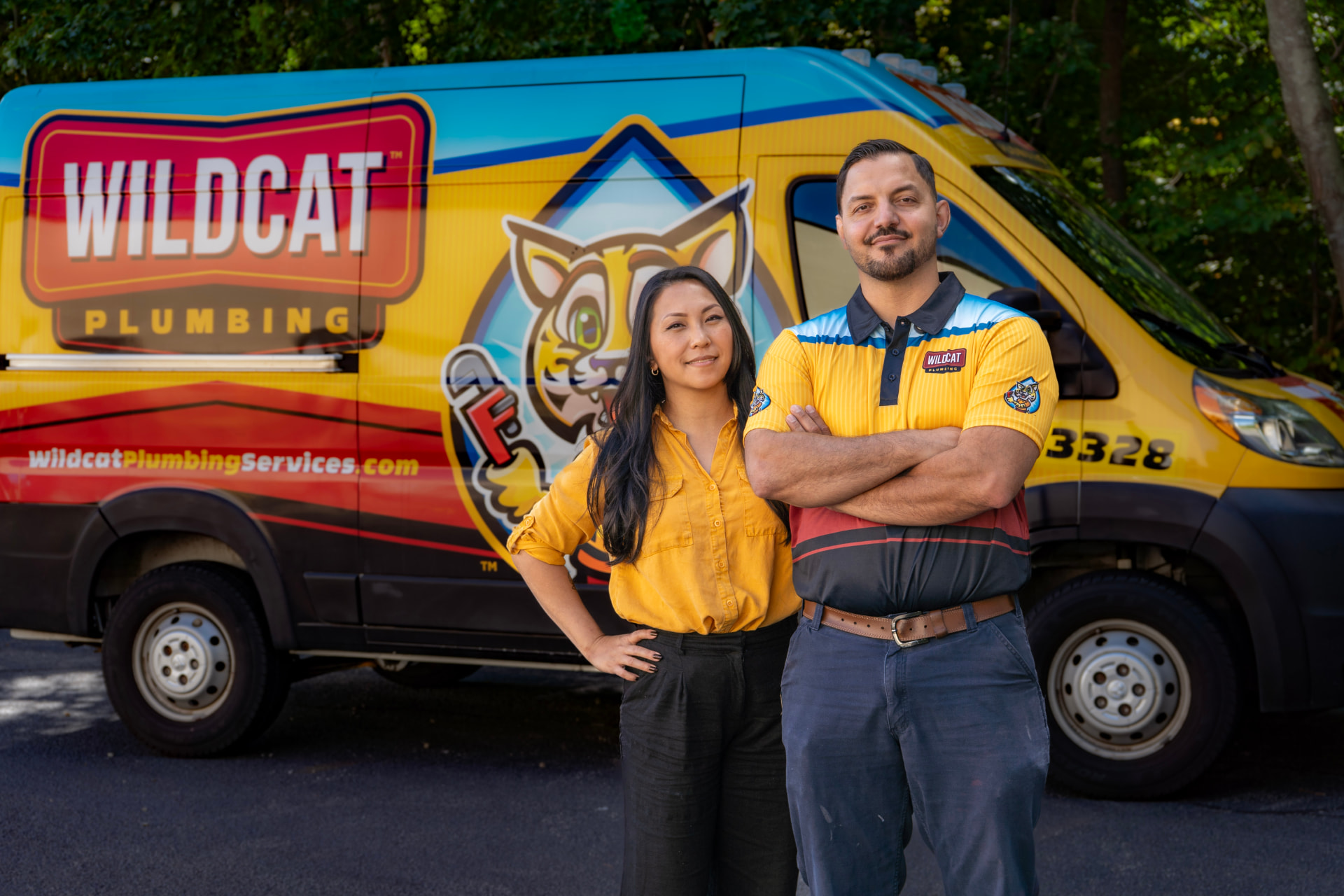 Camilo and Janet, owners of Wildcat Plumbing